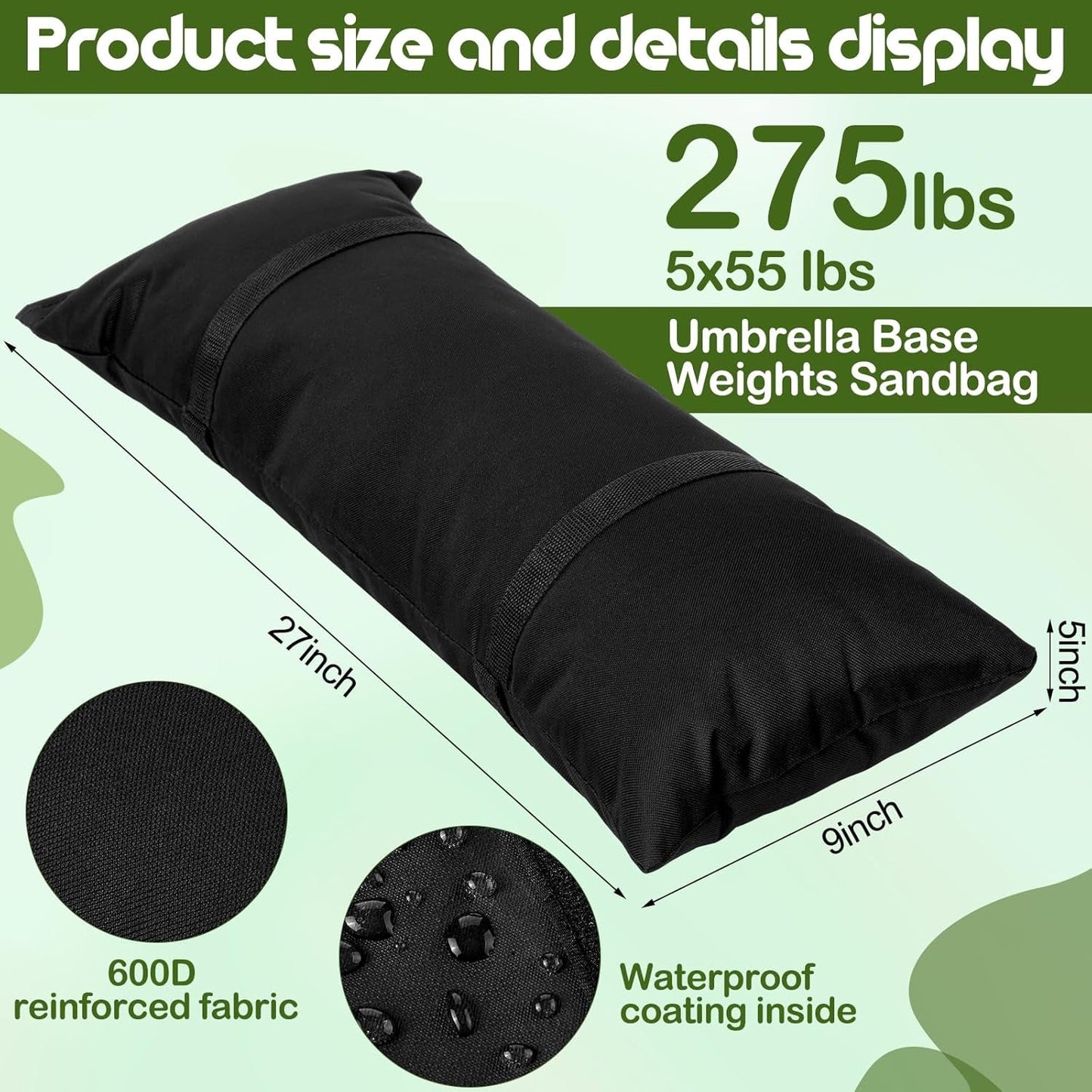 5pcs 55lb Umbrella Base Weights Sandbags Outdoor-1